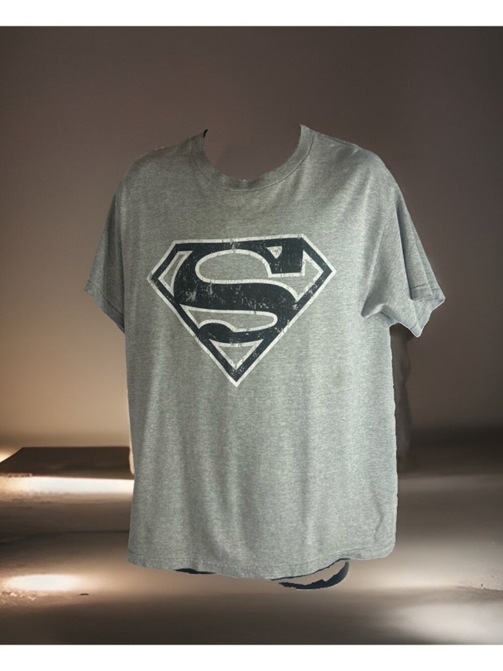 Superman Monochrome Logo T-Shirt Men's Size XL Gray Short Sleeve DC Comics *READ